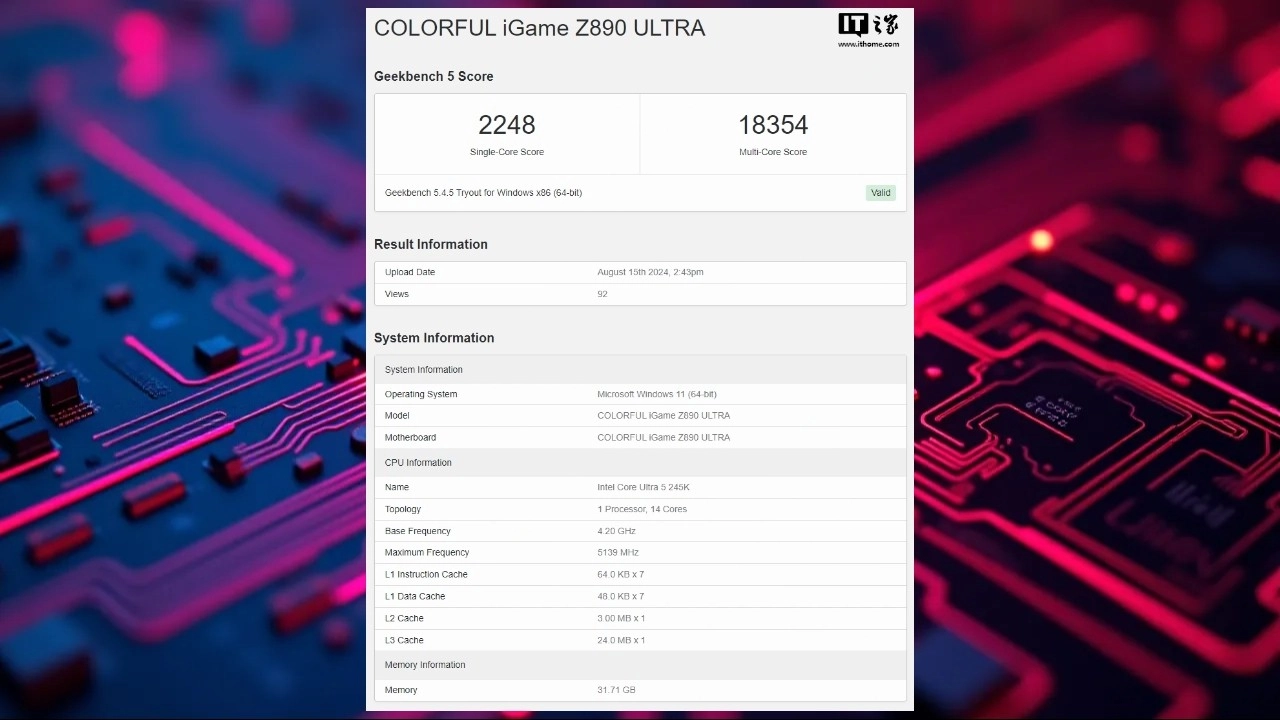 Intel Core Ultra 5 245K processor performance announced!