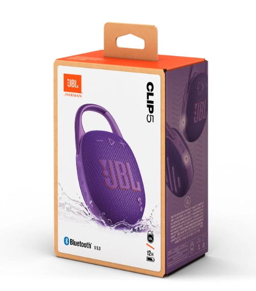 Портативная колонка JBL Clip 5, Фиолетовая (JBLCLIP5PUR)