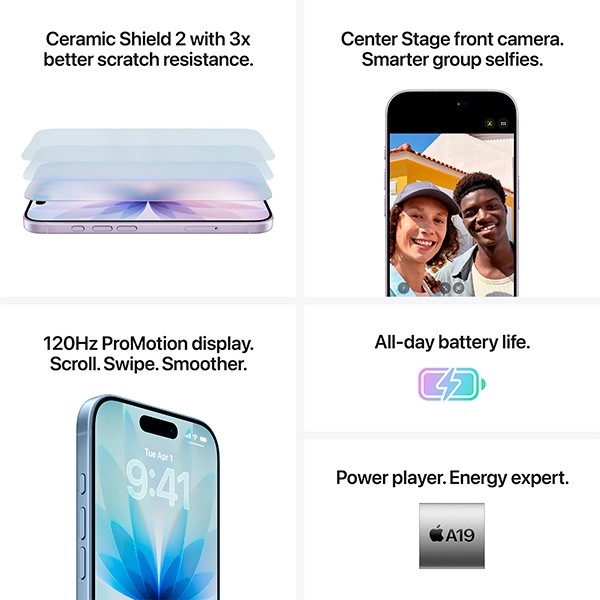 iPhone 17 بسعة 256 جيجابايت أبيض