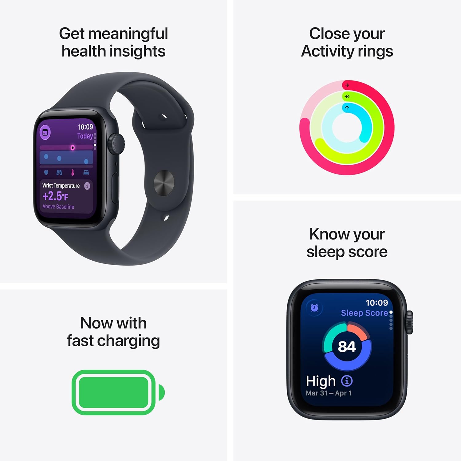 Apple Watch SE 3 GPS 40mm Midnight Aluminium Case With Midnight Sport Band MEH94 S/M