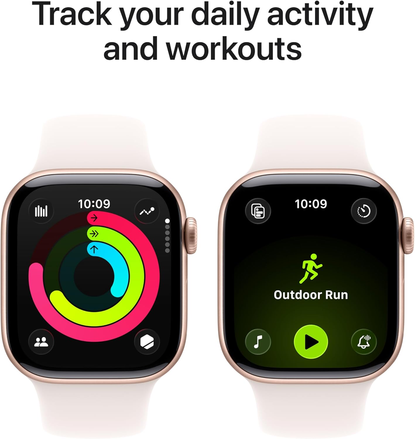 Apple Watch Series 11 GPS 42mm هيكل ألمنيوم Rose Gold مع سوار Light Blush Sport ‏(MEU44) M/L