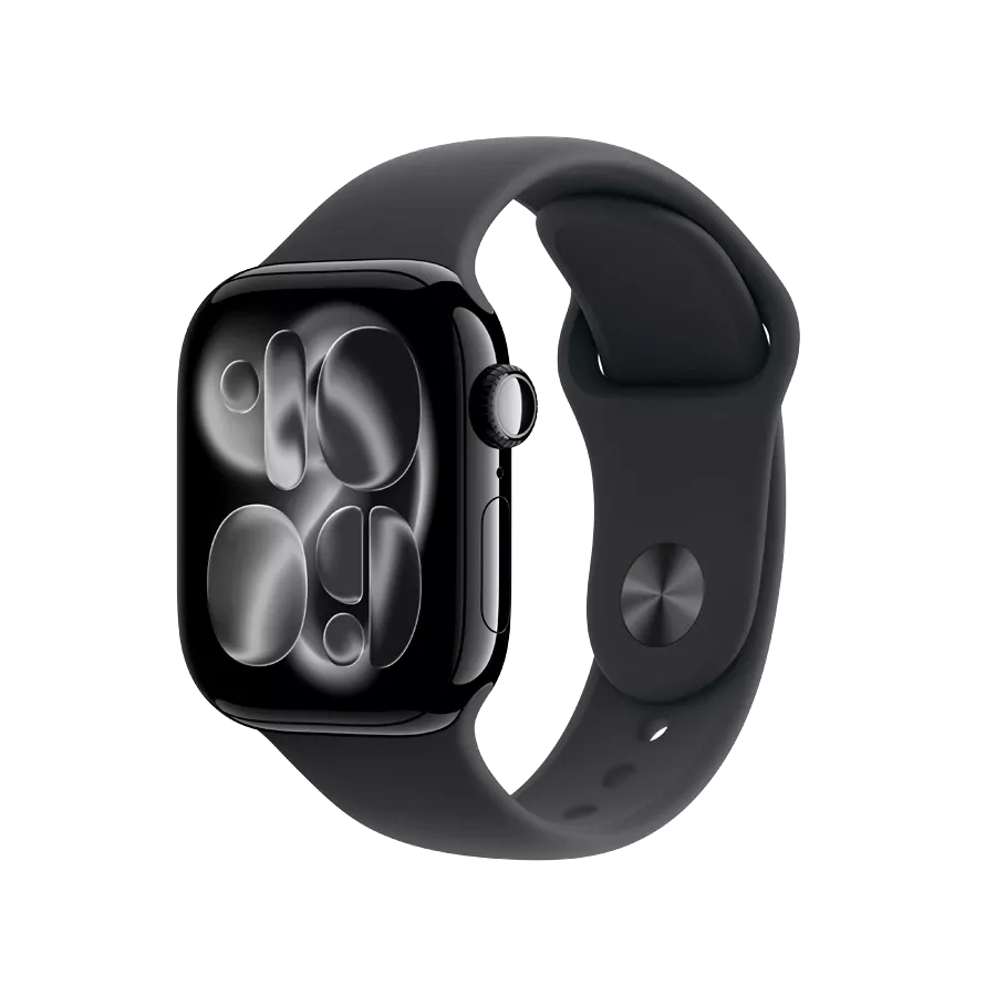 Apple Watch Series 11 GPS 46mm هيكل ألمنيوم Jet Black مع سوار Black Sport ‏(MEUX4) M/L