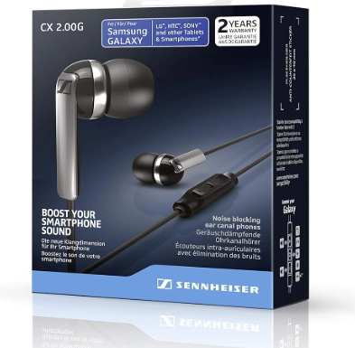 Проводная внутриканальная гарнитура Sennheiser CX 2.00G, Чёрная (506088)
