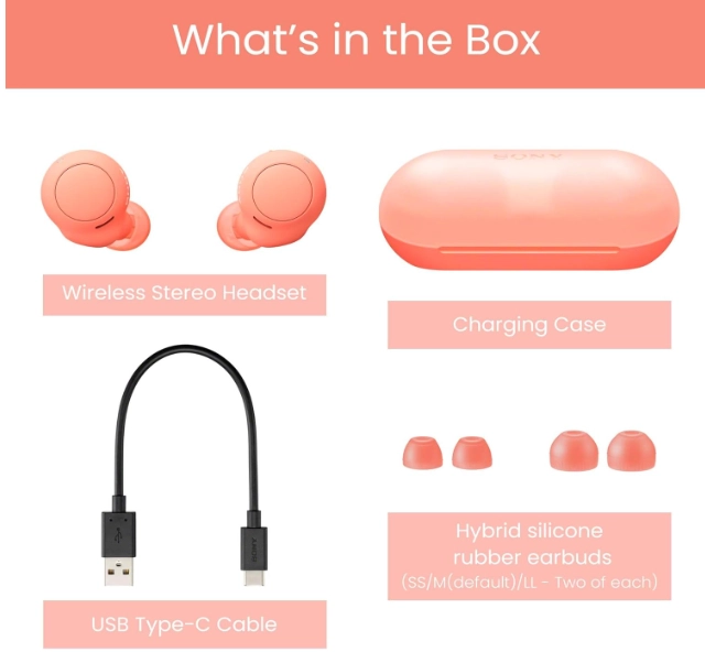 سماعات أذن لاسلكية Sony WF-C500 باللون البرتقالي (4548736131064)