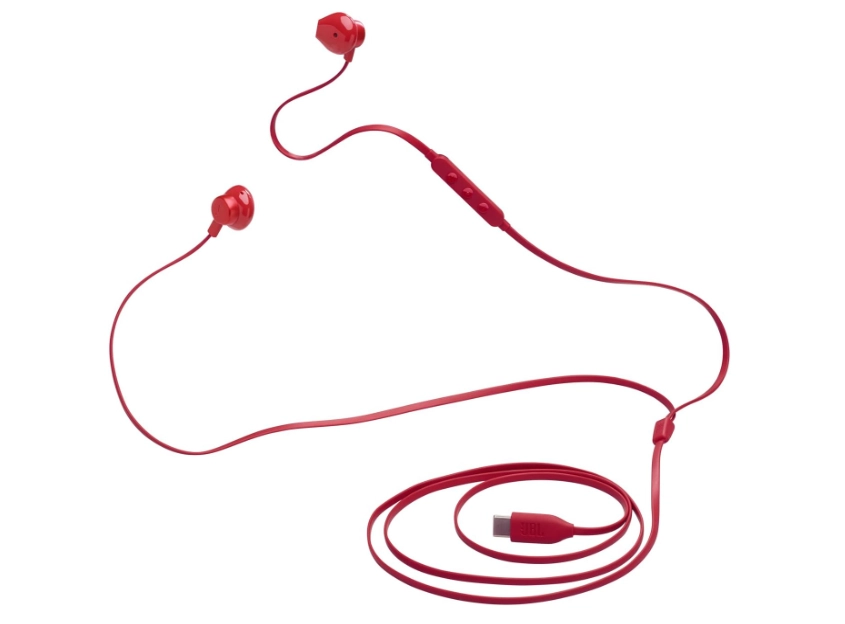 سماعات أذن سلكية داخل الأذن JBL T305C باللون الأحمر