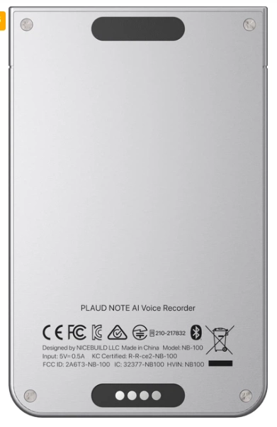 Plaud Note NB-100 Portable Voice Recorder Silver