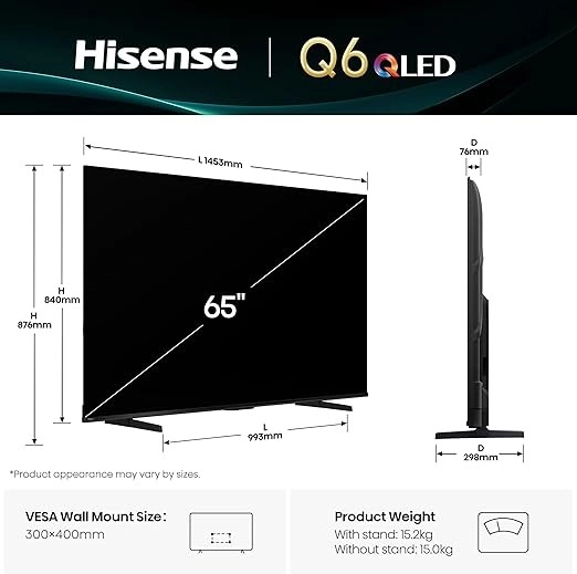 تلفزيون Hisense ذكي 65 بوصة QLED 4K موديل Q6QS