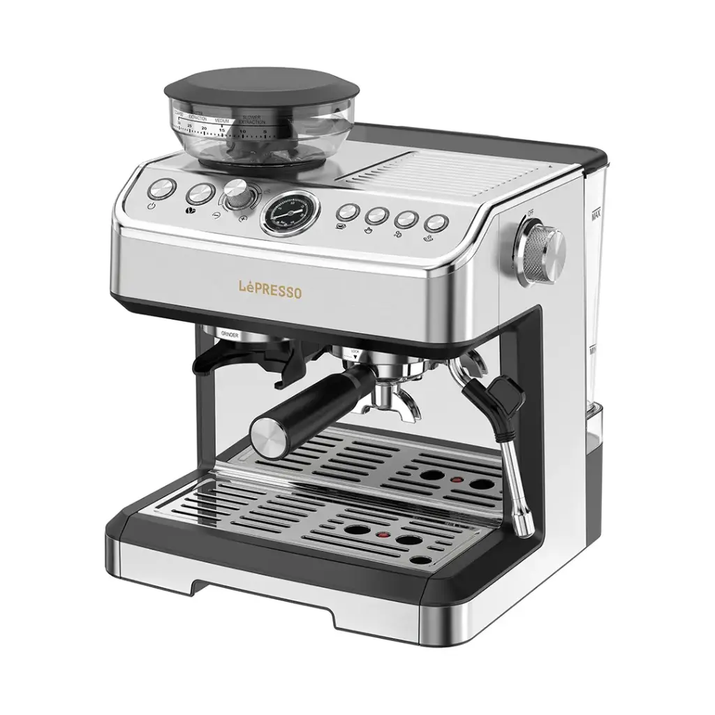 ماكينة إسبريسو LePresso مع مطحنة مخروطية وستيمر 20 Bar (LPCFFM0038)