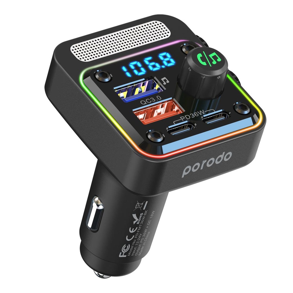 شاحن سيارة FM Porodo Quick Charge