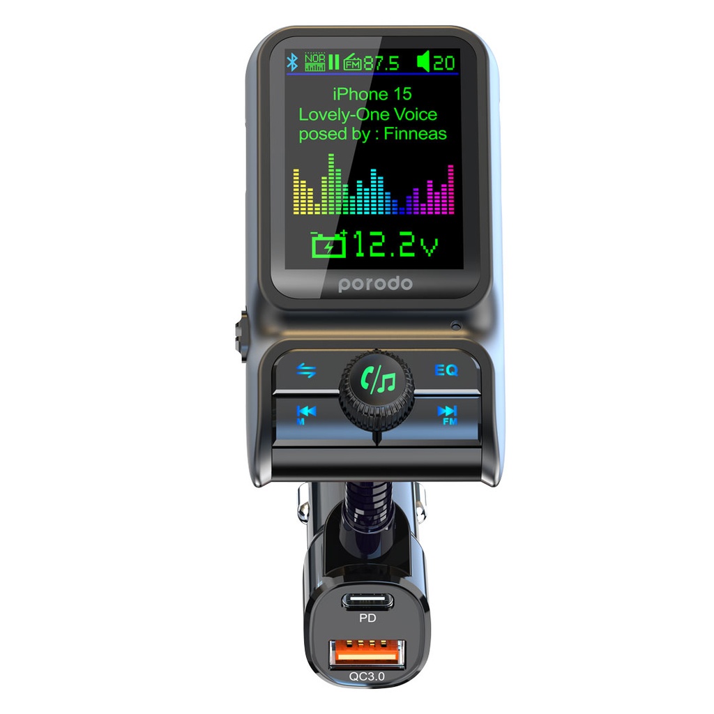 شاحن سيارة Porodo Dual Port FM Transmitter