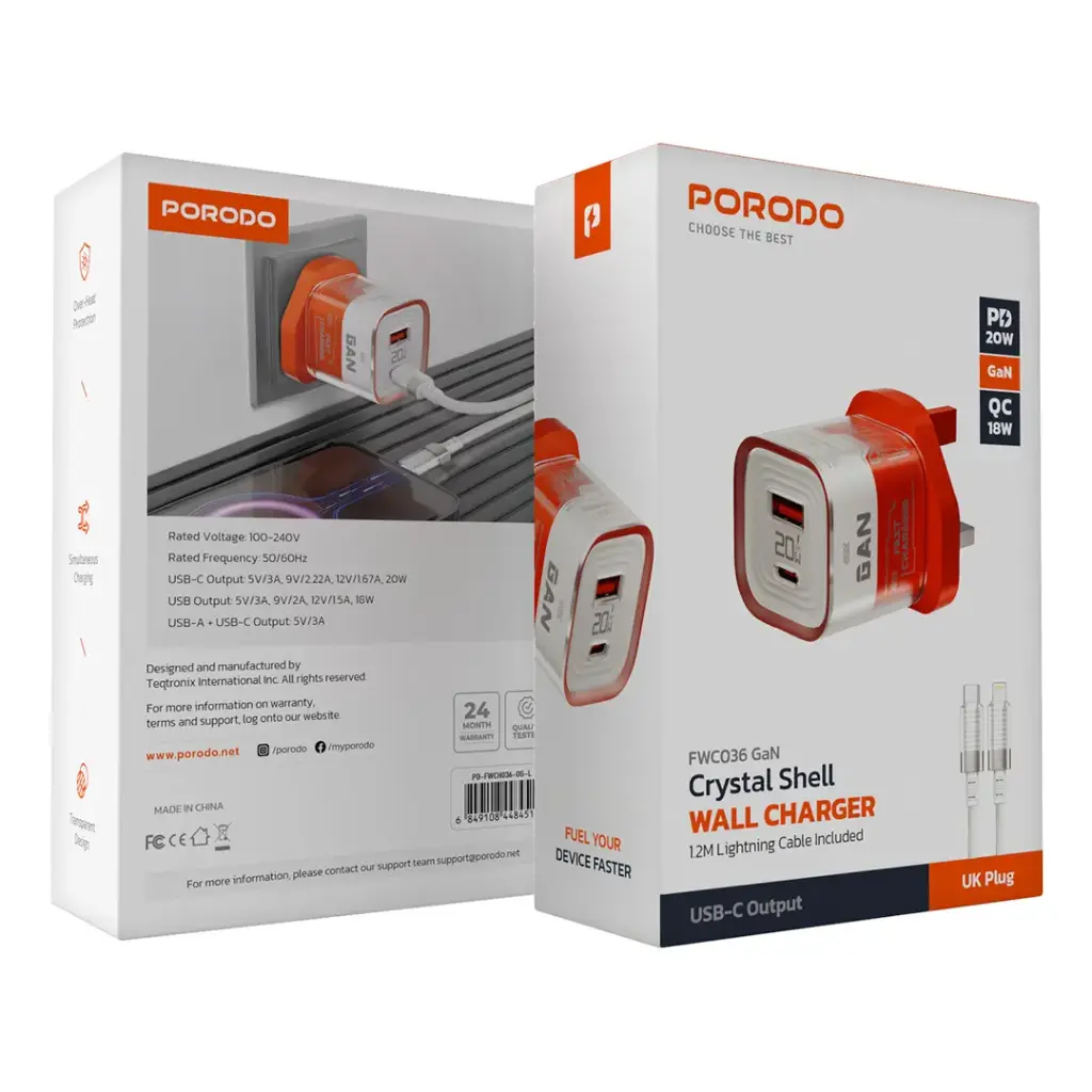 Porodo USB-C PD GaN Wall Charger UK