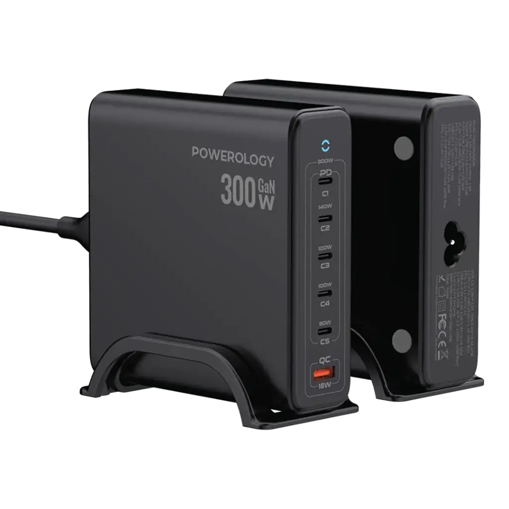 Powerology Volt-X GaN شاحن مكتبي ذكي 300 واط