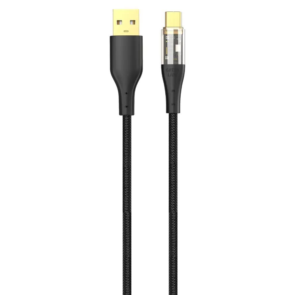 Green Lion Transparent Braided Cable 12W USB-A to USB-C 1m