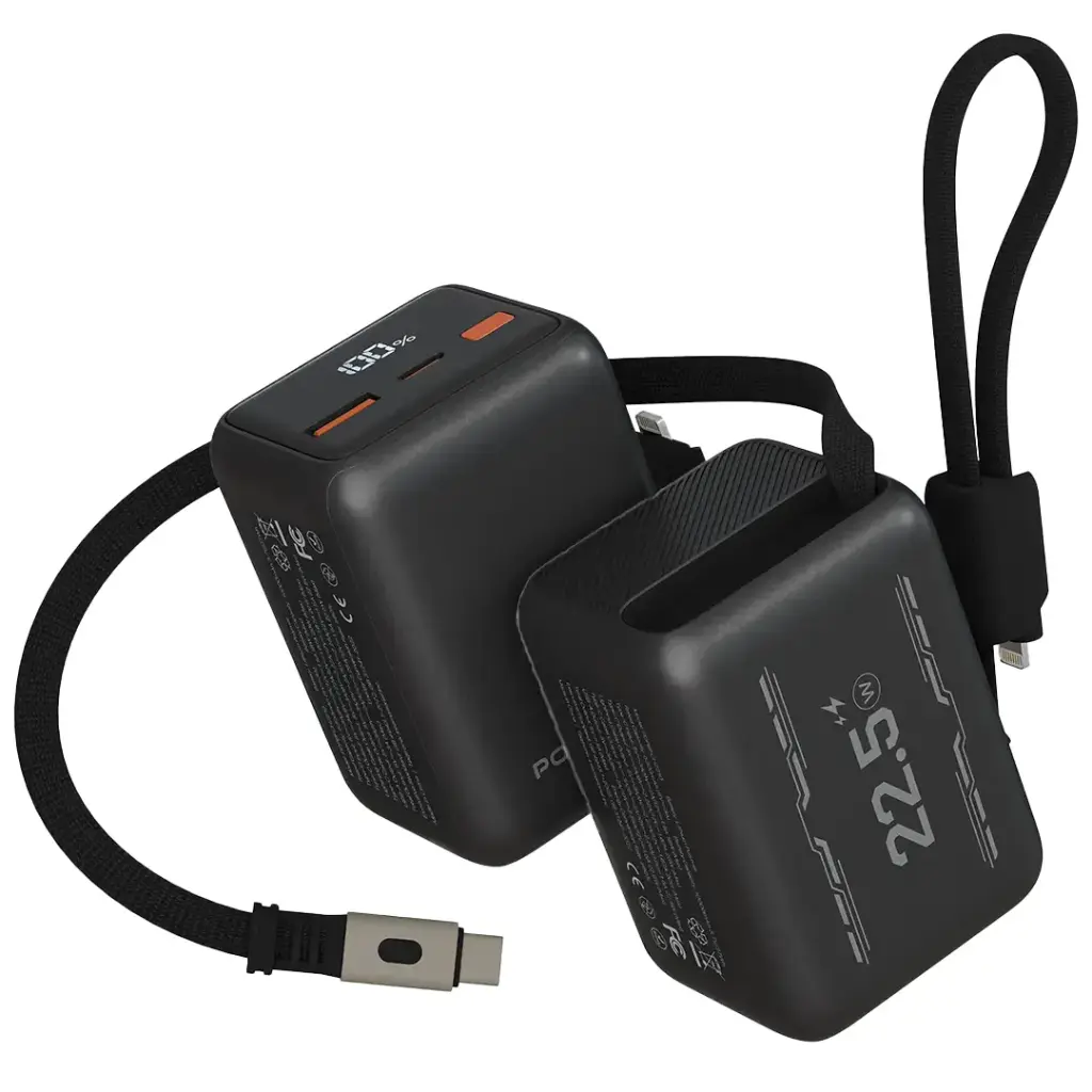Porodo Voltra 10000mAh Power Bank with Retractable Type-C Cable