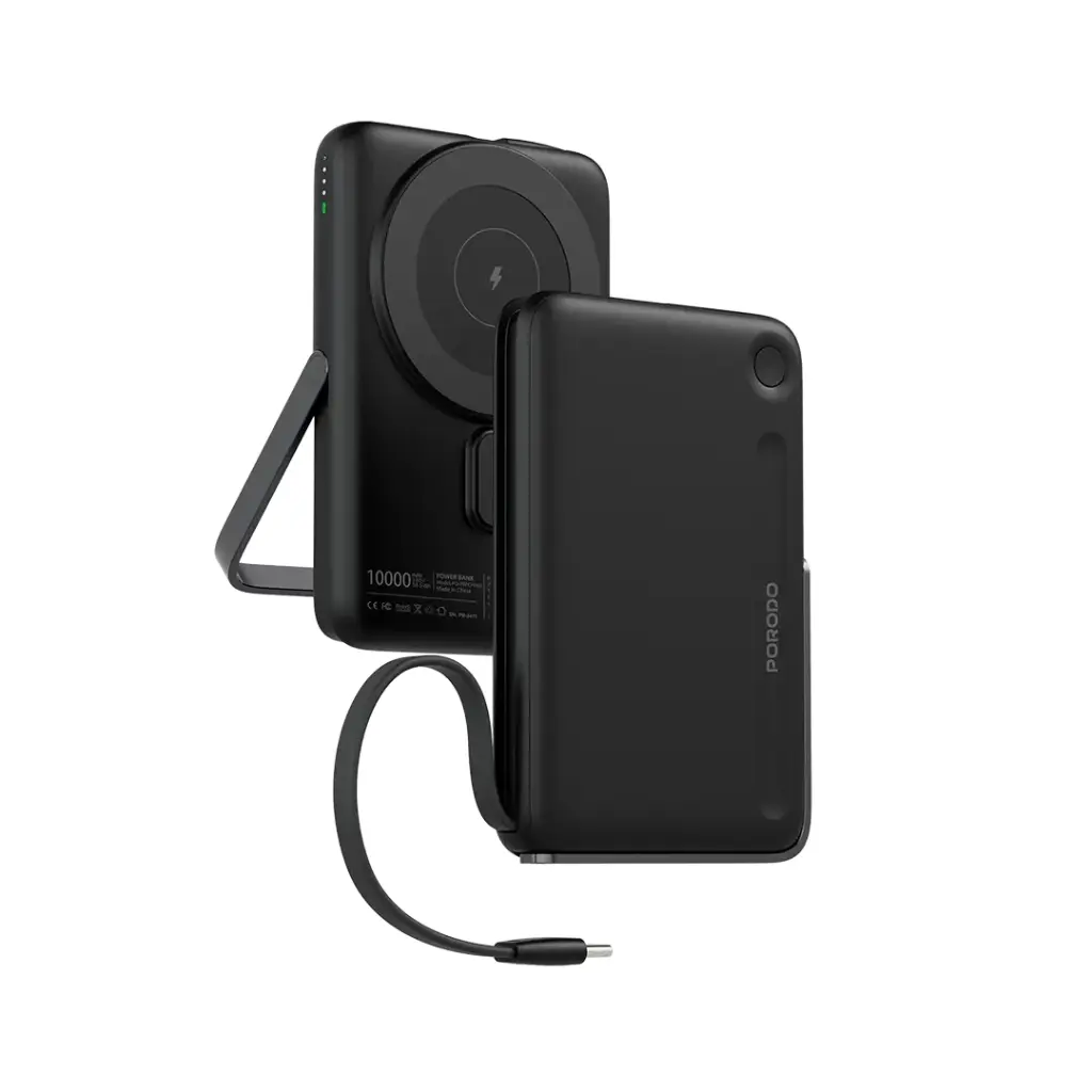 Porodo 10000mAh Power Bank with Built-In Type-C & Stand