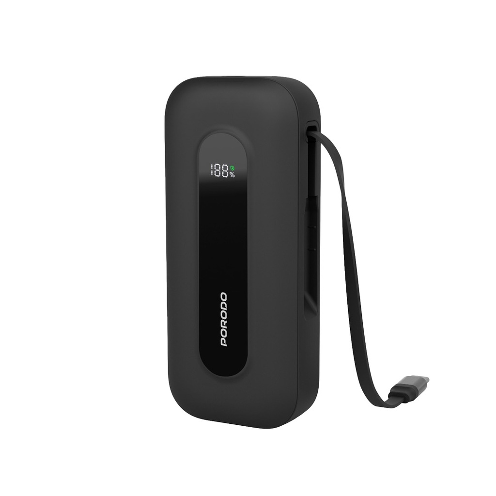 Porodo 10000mAh Power Bank with 58cm Retractable Type-C Cable