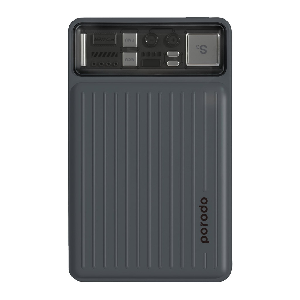 Porodo 10000mAh Slim Power Bank with Built-In Type-C & Lightning Cables