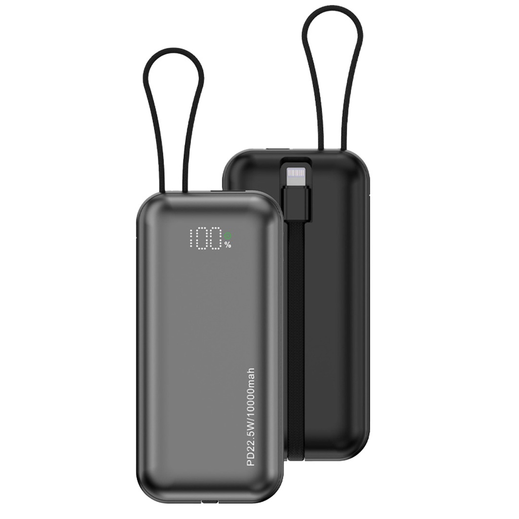 Porodo 10000mAh Power Bank with Dual Built-In Cables Fast Charging