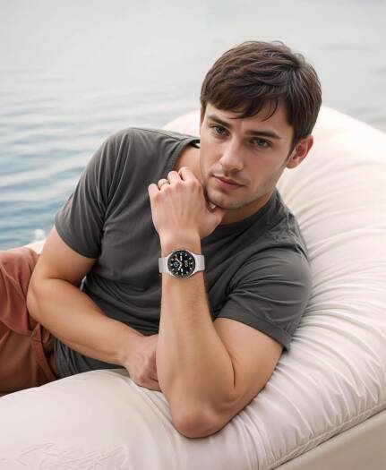 Porodo Zebro Smart Watch Silver Dial Grey Silicone Strap & Silver Metal Strap
