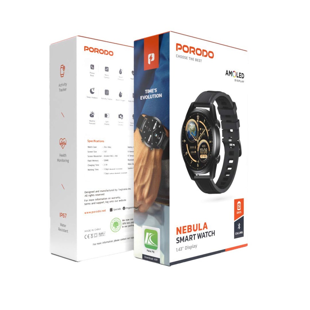 Porodo Nebula Smart Watch 1.43 Inch Display