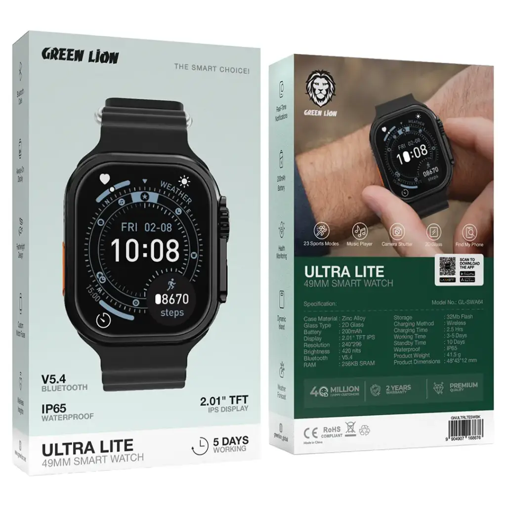 Green Lion Ultra Lite 2.01 Inch TFT IPS Display Smart Watch