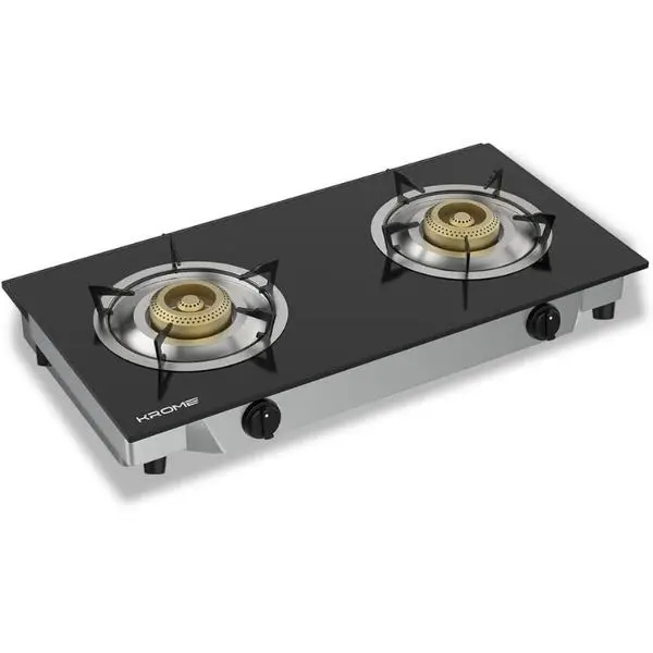 Krome Gas Burner 2 Burner Glass (KR-GGFC2070)