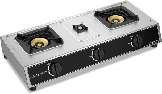 Krome Gas Burner 3 Burner Stainless Steel (KR-GSFC3041)