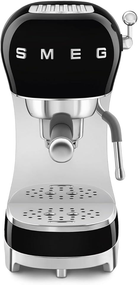 Smeg Espresso Coffee Machine with Steam Wand Black (ECF02BLUK)