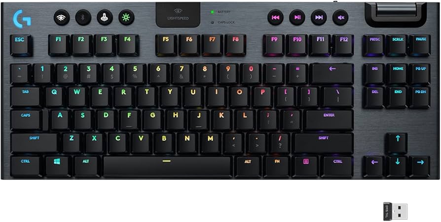 لوجيتك G915 TKL Lightspeed كيبورد ألعاب ميكانيكي لاسلكي Carbon Clicky