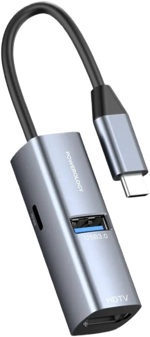 محول Powerology mini USB-C من الألمنيوم