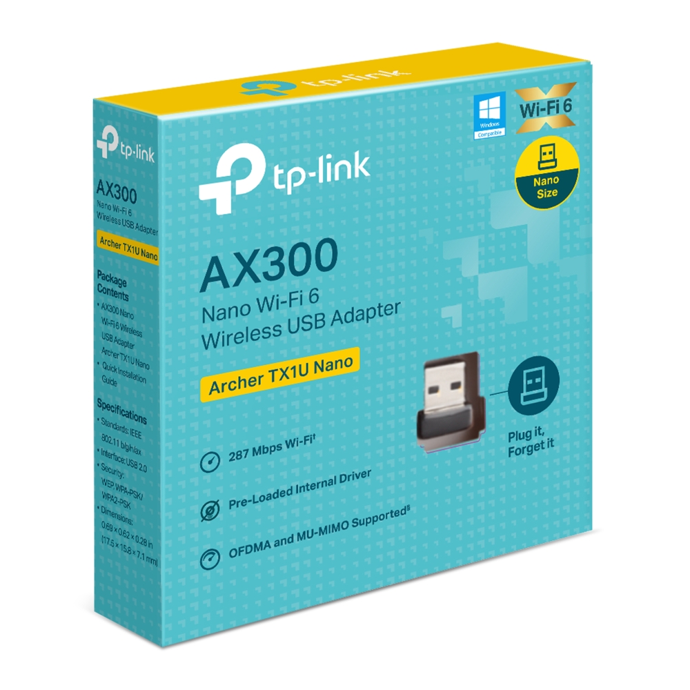TP-Link AX300 Nano Wi-Fi 6 USB адаптер Archer TX1U Nano