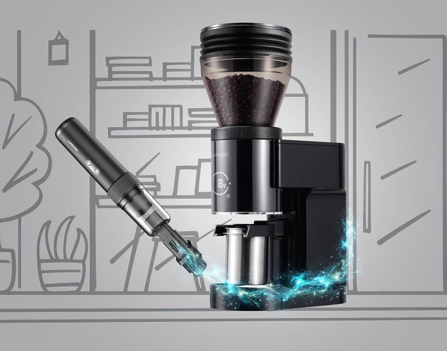 LePresso EspressoVac Портативный Вакуумный Очиститель 80 Вт 15000 Па (LPCFFPVC0061BK)