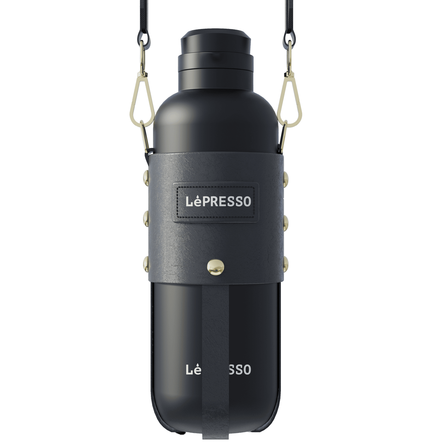 LePresso ThermaTrail Thermos Bottle 650ml with Crossbody Strap (LPCFFTT0013BK)